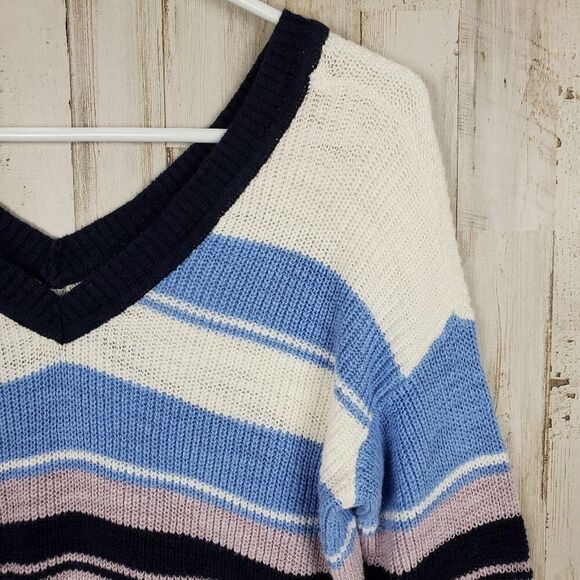 Maurices Striped V-neck Sweater Red White Blue Size XS - Picture 4 of 10